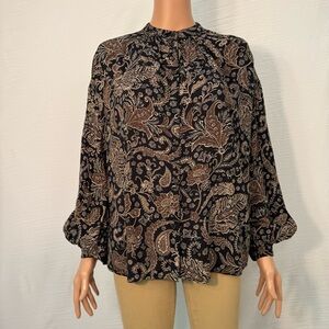 H&M Paisley Print Women's Long Sleeve Button-Down Size 06